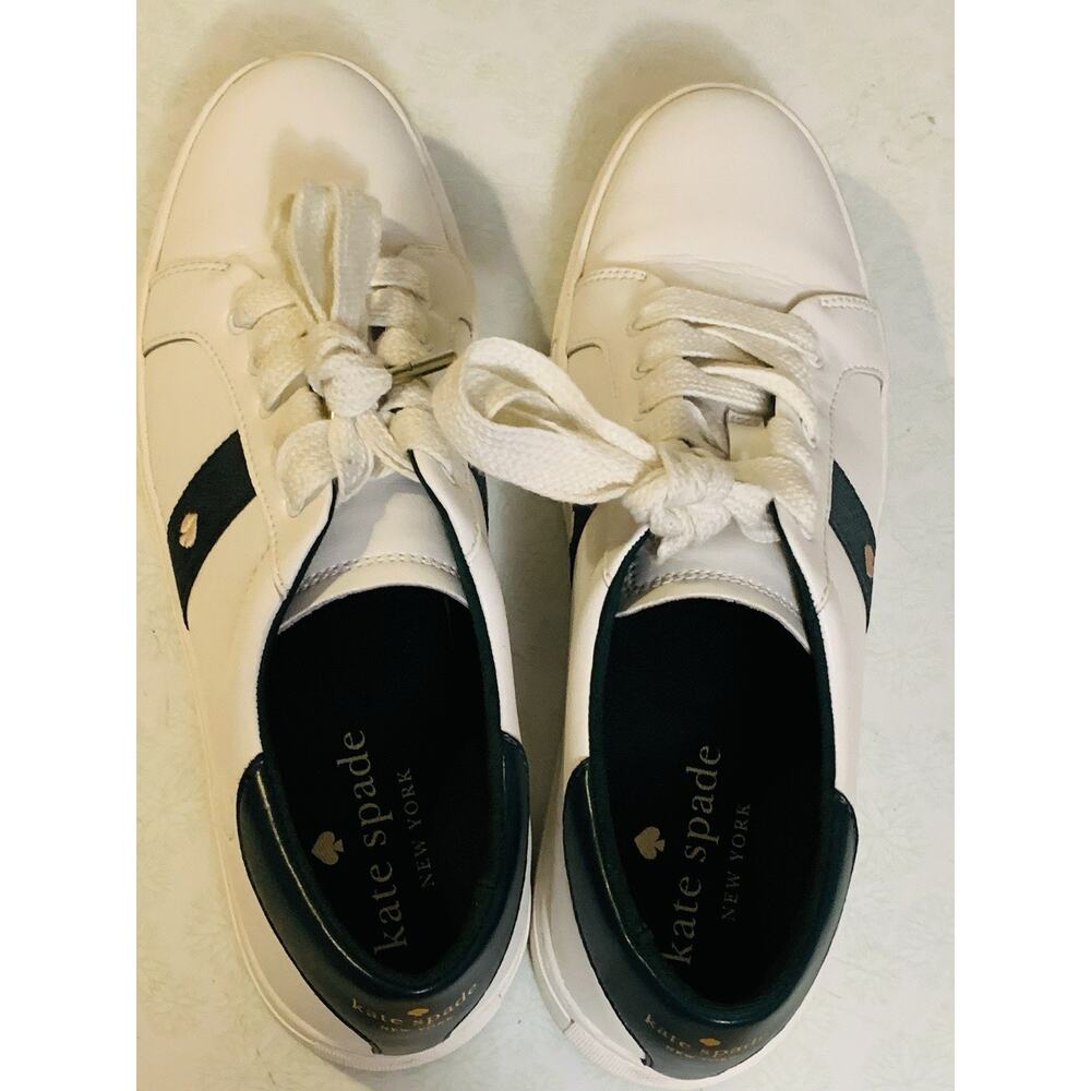 Kate Spade Iggy Sneakers Leather Women's Size 11B White/Green EUC - Picture 4 of 7